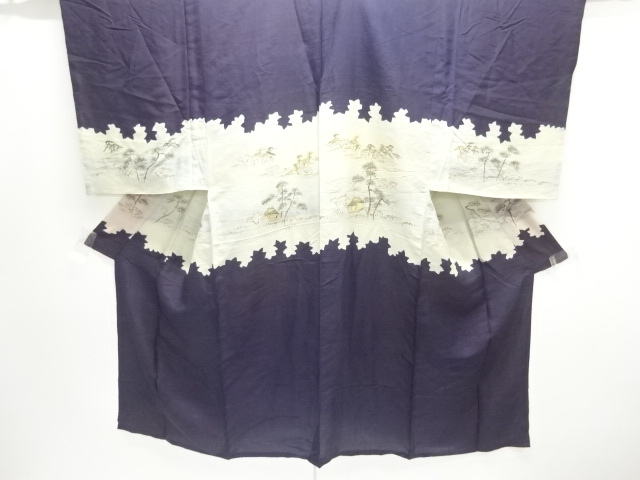 JAPANESE KIMONO / ANTIQUE HITOE MENS KIMONO / COSTUME OF THE OLD ERA / TREE